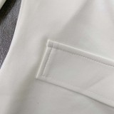 Fall Elegant White off shoulder Irregular Career Blazer Pants Set