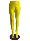 Winter High Waist Yellow Sexy Stached Slit Leggings
