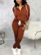 Winter Sportswear Brown Zip Up Hoodie Tracksuit