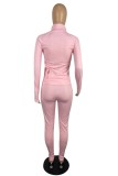 Winter Sports Pink Tight Zipper Top and Pants Set