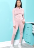 Winter Sports Pink Tight Zipper Top and Pants Set