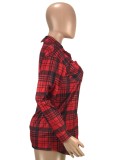 Autumn Plaid Print Long Blouse with Full Sleeves