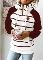 Winter Contract Stripes Hoody Sweatshirt with Front Pocket