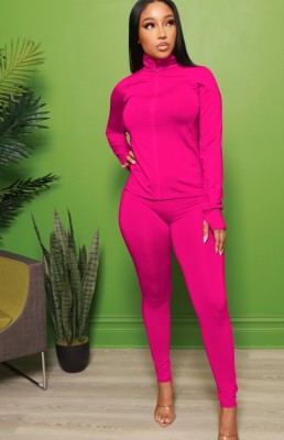 Winter Sports Rose Tight Zipper Top and Pants Set