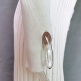 Winter White Knit Crop Top and Slit High Waist Long Skirt 2PC Set