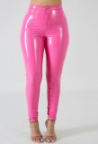 Winter Rose High Waist Fit Leather Pants