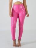 Winter Rose High Waist Fit Leather Pants