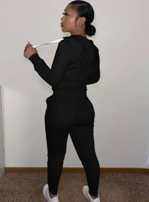 Fall Casaul Solid Hoodies And Pant Tracksuit
