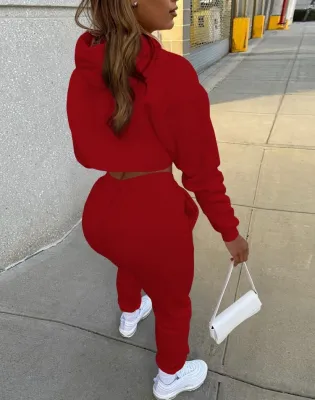 Autumn Sports Three Piece Red Hoody Sweatsuit