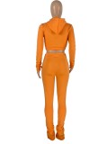 Autumn Sports Orange Hoody Crop Top and Pants 2PC Jogger Tracksuit