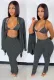 Autumn Casual 3 Piece Grey Knit Pants Set