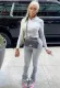 Winter Cotton Blend Grey Crop Top and Pants 2 Piece Tracksuit