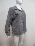 Winter Grey Button Up Long Sleeve Corduroy Coat