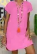 Summer Plus Size Casual Pink Short Sleeve Plain Midi Dress