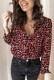 Fall Casual Red Flower Print Long Sleeve Shirt