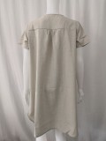 Summer Plus Size Casual Grey Short Sleeve Plain Midi Dress