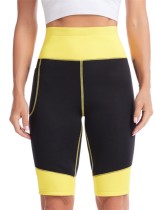 Winter Sport Yellow Contrast Butt-Lift Belted Sauna Workout Shorts