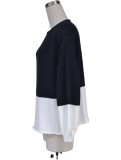 Winter Casual Color Contrast Black Loose Knitted Sweater