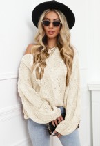 Winter Casual Apricot Long Sleeve Loose Pullover Sweater