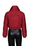 Winter Warm Wine Zip High Neck Short Padded Jacket