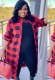 Fall Plus Size Casual Red Plaid Oversize Long Shirt Coat