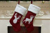 Winter Christmas Red And White Emb Reindeer Stocking