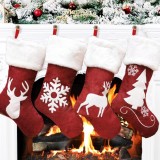 Winter Christmas Red And White Emb Reindeer Stocking