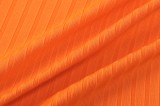 Fall Sexy Orange Ribbed Chain Long Sleeve Crop Top