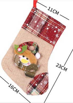 Christmas Cute Beige Contrast Plaid Stocking