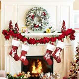 Winter Christmas Red And White Emb Snow Stocking