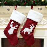 Christmas Red And White Emb Reindeer Stocking