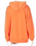 Fall Casual Orange Beaded Oversized Pullover Hoodies