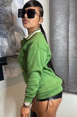 Autumn Print Green Regular Long Sleeve T Shirt