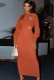 Autumn Formal Orange Knit 3 Piece Long Skirt Set