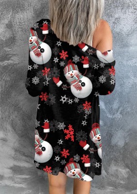 Santa Snowman Print Long Sleeve Christmas Cardigans