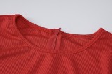 Winter Red Knit O-Neck Zippers Basic Rompers