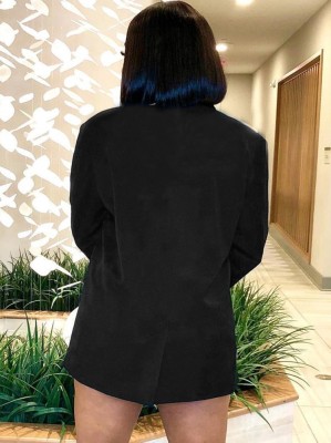 Autumn Black Turndown Collar Long Sleeve Office Blazer