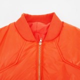 Winter Orange Zipped Up Long Sleeve Regular Down Coat