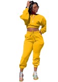 Winter Yellow Blank Crop Top and Sweatpants Two Piece Set