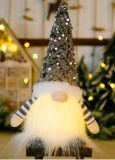 Christmas Decorations Xmas Ornaments Sequins Santa Claus Doll with LED Lights