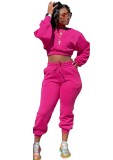 Winter Rose Blank Crop Top and Sweatpants Two Piece Set
