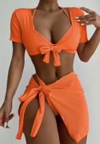 Orange 4 Piece Set Cover-Up Swimwear