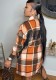 Autumn Orange Plaid Print Full Sleeves Long Blouse