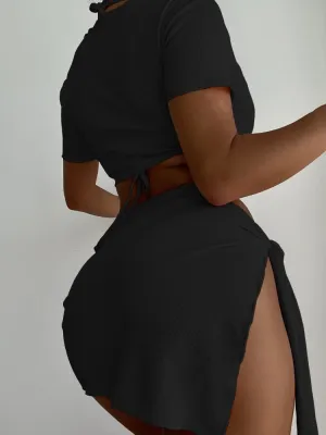 Black 4 Piece Set Cover-Up Swimwear