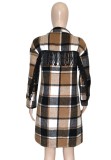 Autumn Brown Plaid Print Full Sleeves Long Blouse