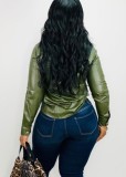 Winter Green Leather Long Sleeve Top