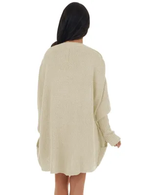 Winter Khaki Bat Sleeves Irregular Knitting Cardigans