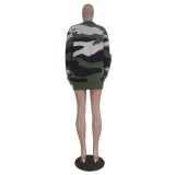 Winter Green Knit Camo Print Full Sleeve Regular Cardigans