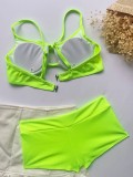 Green Two Piece Rib Strap Shorts Swimwear