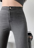 Autumn Grey High Waist Slim Jeans